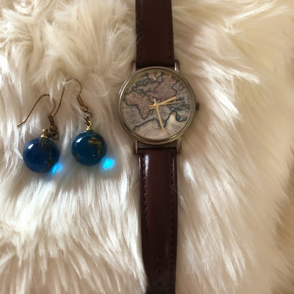Steampunk Globe Earrings and Watch
